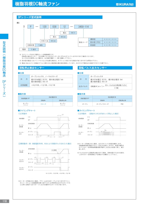 樹脂羽根DC軸流ファンモーター　DPシリーズ型式説明 (株式会社廣澤精機製作所) のカタログ