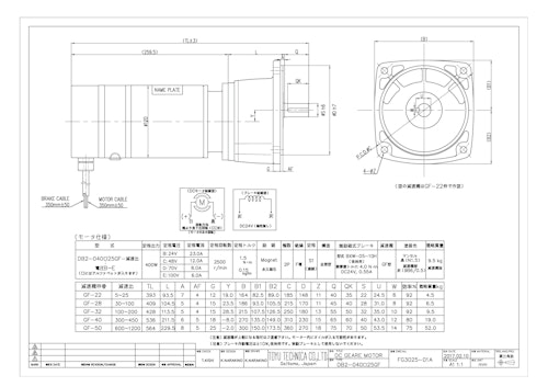 DCギヤードモータブレーキ付＿DB2-040□25GF (共栄通信工業株式会社) のカタログ