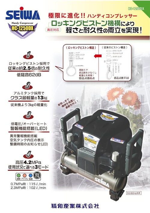HC-1250DX　ハンディコンプレッサー (精和産業株式会社) のカタログ