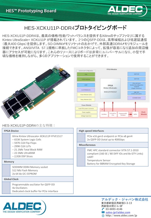HES-XCKU11P-DDR4 (アルデック・ジャパン株式会社) のカタログ