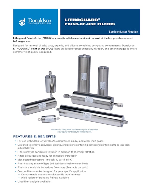 リソガードPOUフィルター (日本ドナルドソン株式会社) のカタログ