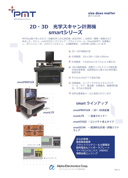 光学スキャン計測機「smartシリーズ」 (アルファエレクトロニクス株式会社) のカタログ