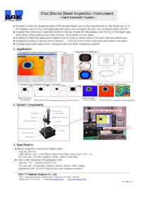 Crystal Blank Bevel Inspection Instrument 【オーキット材料システム株式会社のカタログ】