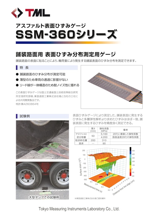 アスファルト表面ひずみゲージ 　SSM-360シリーズ (株式会社東京測器研究所) のカタログ