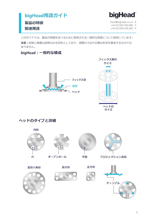 ボンディング ファスナー　bigHead用語ガイド (藤本産業株式会社) のカタログ